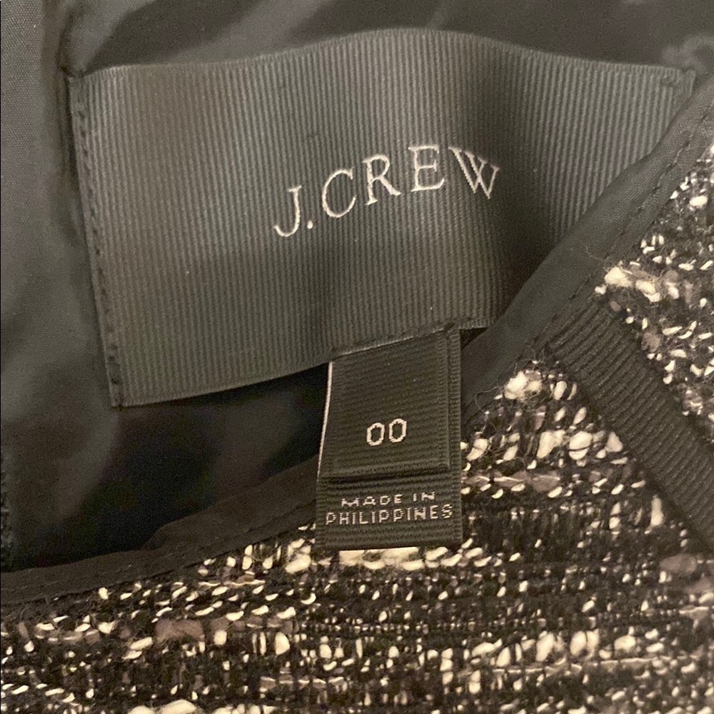 J Crew Black Gray White Mixed Tweed Panel Fit and Flare Flounce Dress Size XXS - Picture 7 of 11